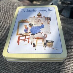 Norman Rockwell Yellow and Blue Storage Tin